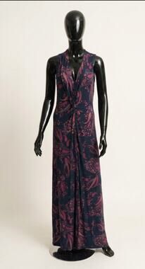 Tommy Bahama Womens Rayon Blend Floral Maxi Dress Sz XS Blue Pink Paisley